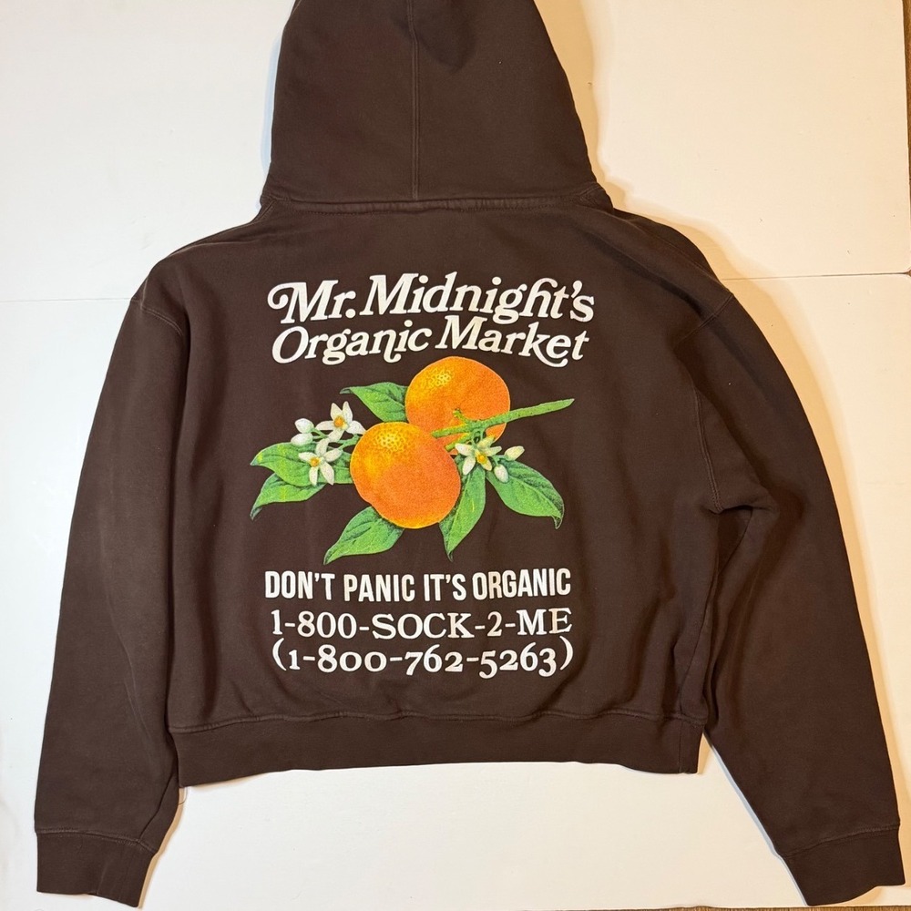 Midnight Organic Hoodie Mens L Brwn Larry June Mr. Midnights Organic Market Rare